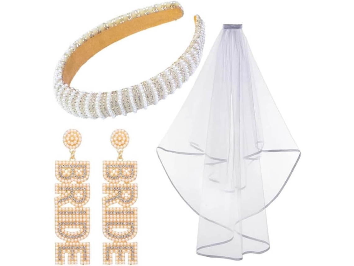 Conjunto De Pendientes De Perlas Artificiales Para Fiesta De Bodas - Elegante Regalo De Diadema