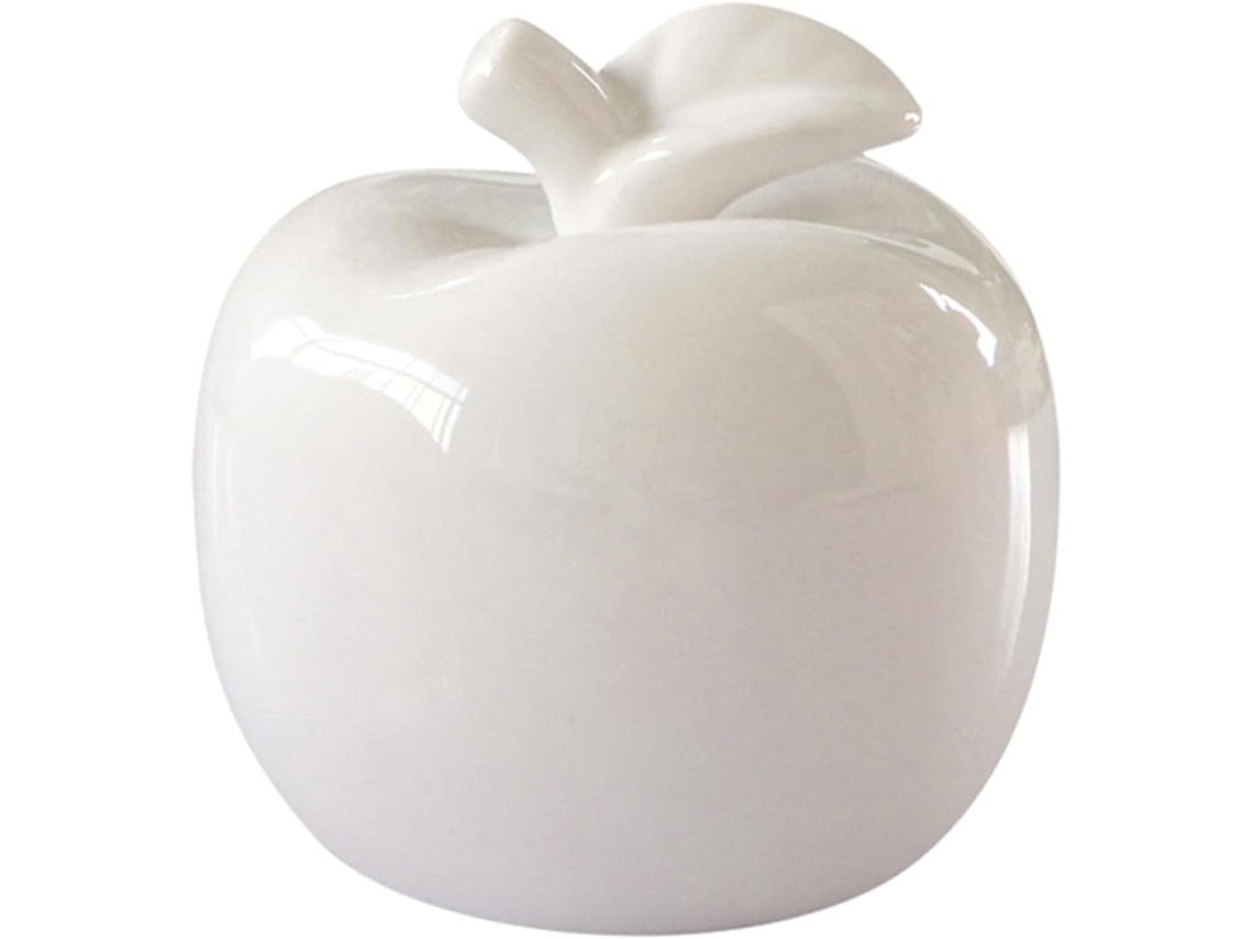 Adorno Decorativo De Cerámica Blanca De Tamaño Mediano Con Forma De Manzana