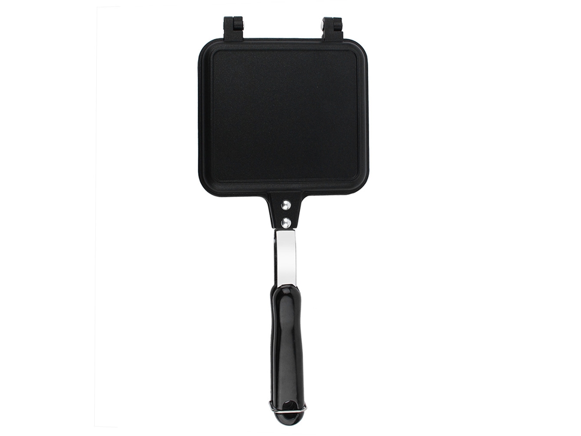Sartén antiadherente dúplex para gofres, pasteles, tostadas y sándwiches, color negro