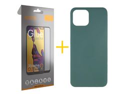 Juego 1 X Película de Vidrio Templado Full y Funda ACCETEL por Apple iPhone 14 Silicona Líquida Verde