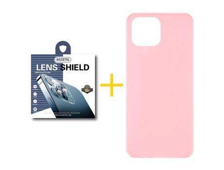 Juego 1 X Película de Cámara trasera + Funda Accetel por Apple iPhone 14 Plus Silicona Liso Rosa Pastel