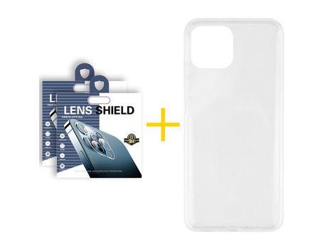 Pack 2 X Película de Cámara trasera + Funda GANDY por Apple iPhone 15 Pro Silicona Líquida Incoloro Clear
