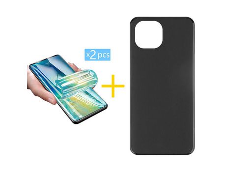 Juego 2 X Película de Vidrio Templado Hidrogel + Funda Accetel por Apple iPhone 14 Plus Silicona Liso Negro