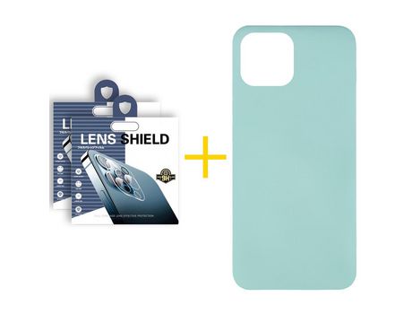 Pack 2 X Película de Cámara trasera + Funda SKYHE por Apple iPhone 15 Pro Silicona Líquida Verde-Água