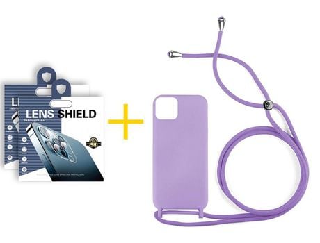 Juego 2 X Película de Cámara trasera y Funda SKYHE por Apple iPhone 14 Gel con Cordón Lila
