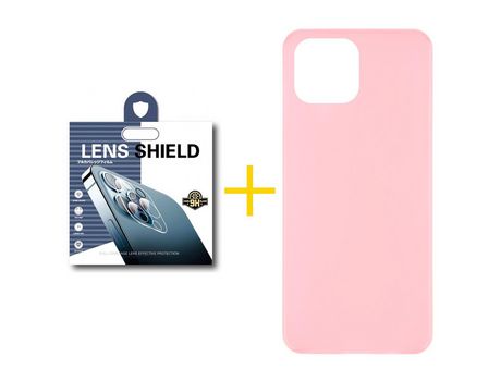 Juego 1 X Película de Cámara trasera + Funda skyhe por Apple iPhone 14 Plus Silicona Liso Rosa Pastel