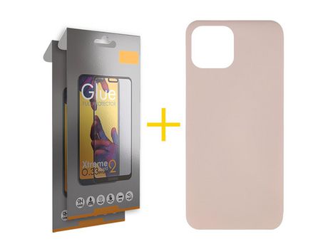 Pack 2 X Protector de Vidrio Templado Full + Funda SKYHE para Xiaomi Redmi Note Pro Plus 12 5G Silicona Líquida Rosa