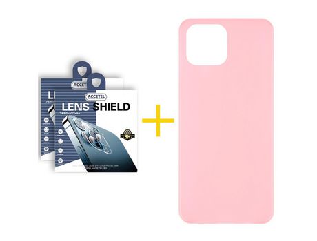 Juego 2 X Película de Cámara trasera + Funda Accetel por Apple iPhone 14 Plus Silicona Liso Rosa Pastel