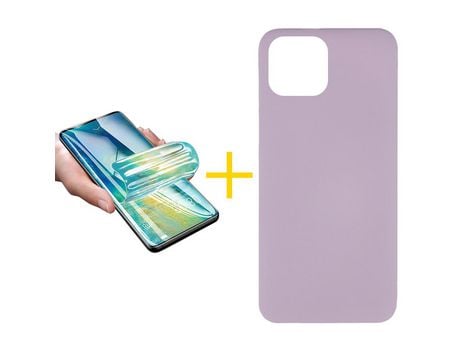Pack 1 X Película de Vidrio Templado Hidrogel + Funda SKYHE por Apple iPhone 15 Pro Silicona Líquida Roxo