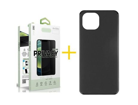 Pack 1 X Película de Vidrio Templado Antiespia + Funda SKYHE por Apple iPhone 15 Pro Silicona Liso Negro