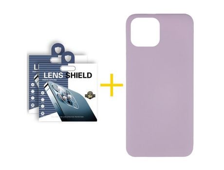 Pack 2 X Película de Cámara trasera + Funda GANDY por Apple iPhone 15 Pro Max Silicona Líquida Roxo