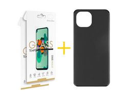 Juego 2 X Película de Vidrio Templado 2.5D y Funda SKYHE por Apple iPhone 14 Silicona Liso Negro