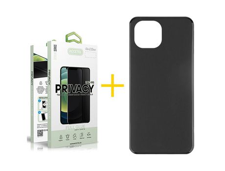 Pack 1 X Película de Vidrio Templado Antiespia + Funda GANDY por Apple iPhone 15 Silicona Liso Negro