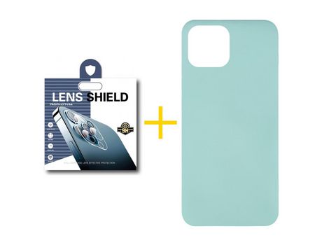 Juego 1 X Película de Cámara trasera + Funda skyhe por Apple iPhone 14 Plus Silicona Líquida Verde-Água