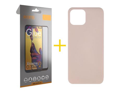 Pack 1 X Protector de Vidrio Templado Full + Funda GANDY para Xiaomi Redmi Note Pro Plus 12 5G Silicona Líquida Rosa