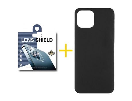 Pack 1 X Película de Cámara trasera + Funda SKYHE por Apple iPhone 15 Pro Silicona Líquida Negro