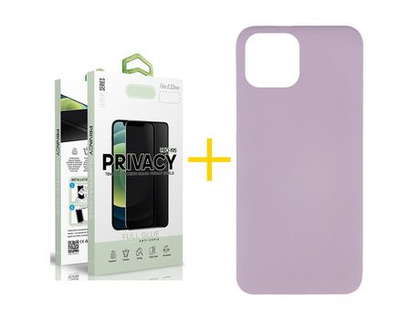 Pack 1 X Película de Vidrio Templado Antiespia + Funda SKYHE por Apple iPhone 15 Plus Silicona Líquida Roxo