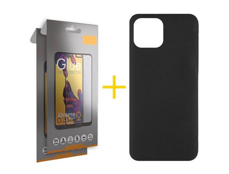 Pack 2 X Protector de Vidrio Templado Full + Funda SKYHE para Xiaomi Redmi Note Pro Plus 12 5G Silicona Líquida Negro