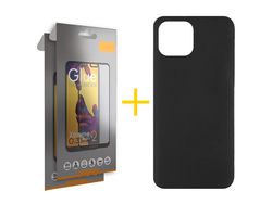 Juego 2 X Película de Vidrio Templado Full + Funda skyhe por Apple iPhone 14 Plus Silicona Líquida Negro