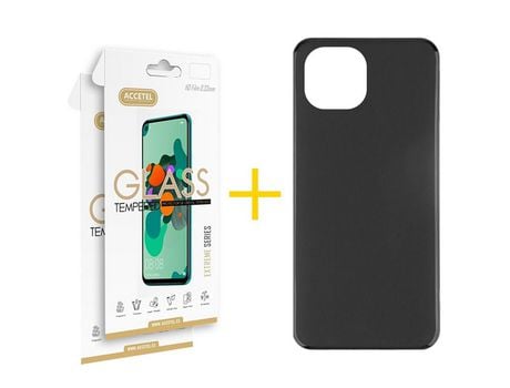 Pack 2 X Protector de Vidrio Templado 2.5D + Funda GANDY para Xiaomi Redmi Note Pro Plus 12 5G Silicona Liso Negro