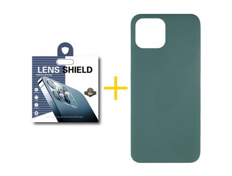 Pack 1 X Película de Cámara trasera + Funda GANDY por Apple iPhone 15 Pro Silicona Líquida Verde