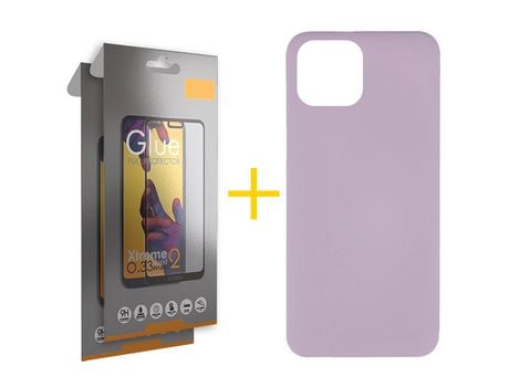 Pack 2 X Película de Vidrio Templado Full + Funda SKYHE por Apple iPhone 15 Pro Silicona Líquida Roxo