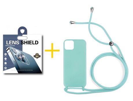 Juego 1 X Película de Cámara trasera + Funda skyhe por Apple iPhone 14 Plus Gel con Cordón Agua Verde