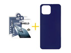 Juego 2 X Película de Cámara trasera y Funda ACCETEL por Apple iPhone 14 Silicona Liso Azul Oscuro