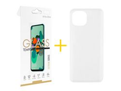 Juego 1 X Película de Vidrio Templado 2.5D + Funda skyhe por Apple iPhone 14 Plus Silicona Liso Incoloro Clear