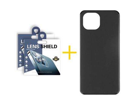 Pack 2 X Película de Cámara trasera + Funda GANDY por Apple iPhone 15 Pro Max Silicona Liso Negro
