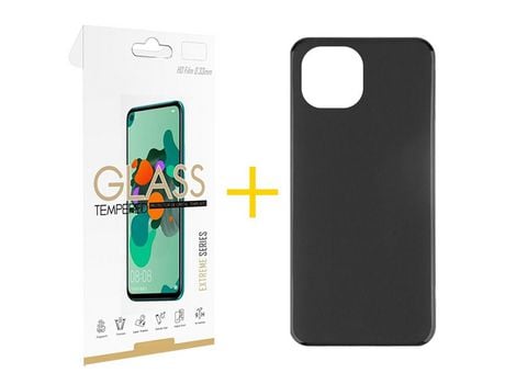 Pack 1 X Película de Vidrio Templado 2.5D + Funda SKYHE por Apple iPhone 15 Pro Silicona Liso Negro