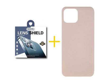 Juego 1 X Película de Cámara trasera + Funda Accetel por Apple iPhone 14 Plus Silicona Líquida Rosa