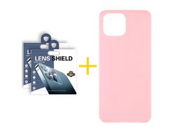 Juego 2 X Película de Cámara trasera + Funda skyhe por Apple iPhone 14 Plus Silicona Liso Rosa Pastel