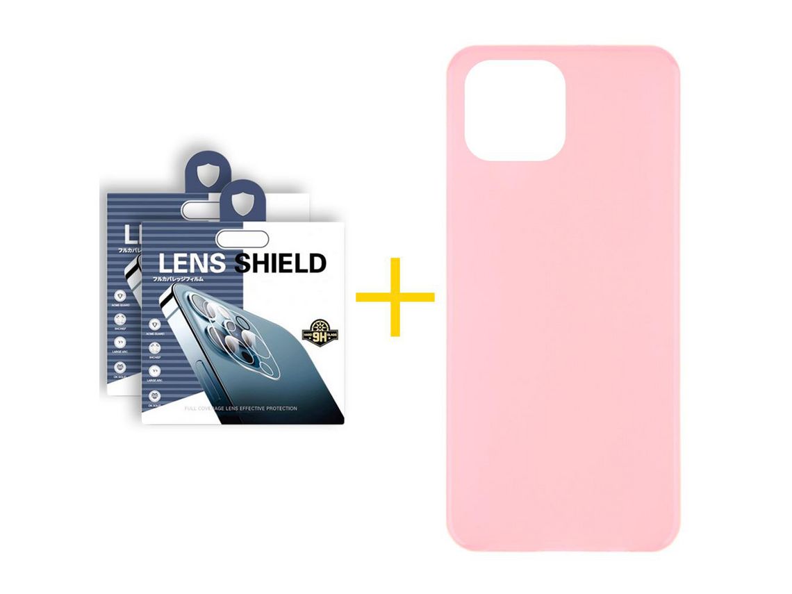 Juego 2 X Película de Cámara trasera + Funda skyhe por Apple iPhone 14 Plus Silicona Liso Rosa Pastel