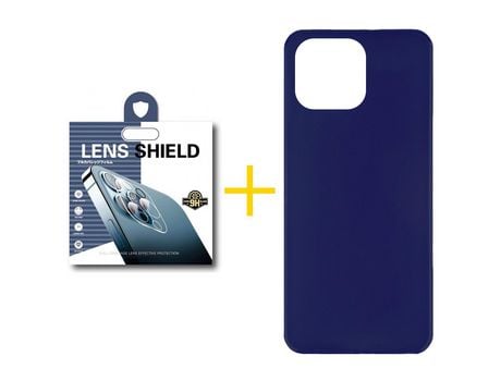 Juego 1 X Película de Cámara trasera + Funda skyhe por Apple iPhone 14 Pro Silicona Liso Azul