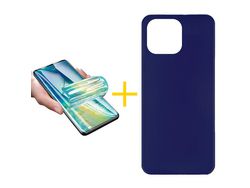 Juego 1 X Película de Vidrio Templado Hidrogel + Funda Accetel por Apple iPhone 14 Pro Max Silicona Liso Azul