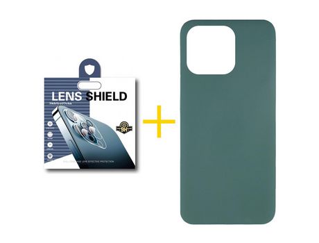 Juego 1 X Película de Cámara trasera + Funda skyhe por Apple iPhone 14 Pro Silicona Líquida Verde
