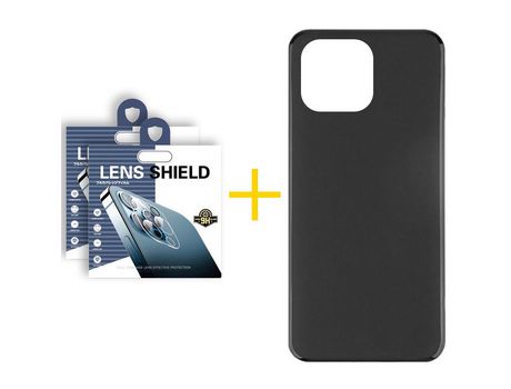 Juego 2 X Película de Cámara trasera + Funda skyhe por Apple iPhone 14 Pro Silicona Liso Negro