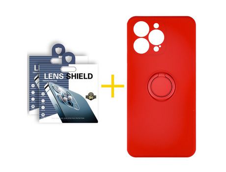 Juego 2 X Película de Cámara trasera + Funda skyhe por Apple iPhone 14 Pro Max Gel O-Ring Rojo