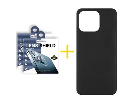 Juego 2 X Película de Cámara trasera + Funda Accetel por Apple iPhone 14 Pro Max Silicona Líquida Negro