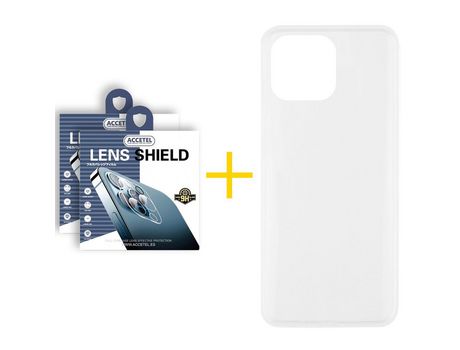 Juego 2 X Película de Cámara trasera + Funda Accetel por Apple iPhone 14 Pro Silicona Liso Incoloro Clear