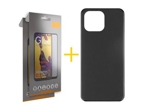 Juego 2 X Película de Vidrio Templado Full + Funda skyhe por Apple iPhone 14 Pro Silicona Liso Negro