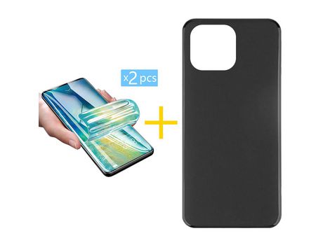 Juego 2 X Película de Vidrio Templado Hidrogel + Funda Accetel por Apple iPhone 14 Pro Silicona Liso Negro