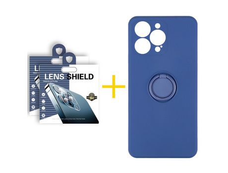 Juego 2 X Película de Cámara trasera + Funda skyhe por Apple iPhone 14 Pro Max Gel O-Ring Azul