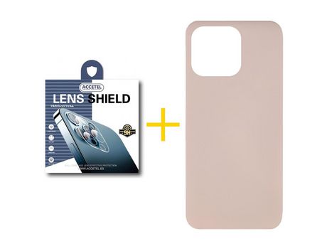 Juego 1 X Película de Cámara trasera + Funda Accetel por Apple iPhone 14 Pro Max Silicona Líquida Rosa