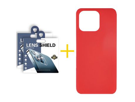 Juego 2 X Película de Cámara trasera + Funda skyhe por Apple iPhone 14 Pro Silicona Líquida Rojo