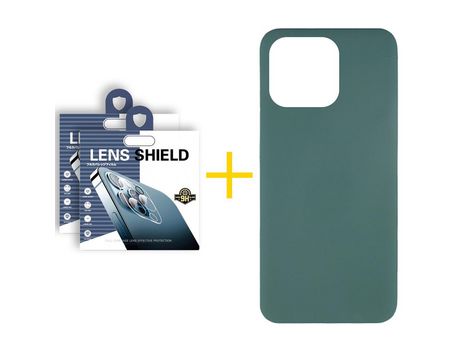 Juego 2 X Película de Cámara trasera + Funda skyhe por Apple iPhone 14 Pro Silicona Líquida Verde