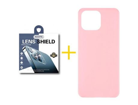 Juego 1 X Película de Cámara trasera + Funda Accetel por Apple iPhone 14 Pro Max Silicona Liso Rosa