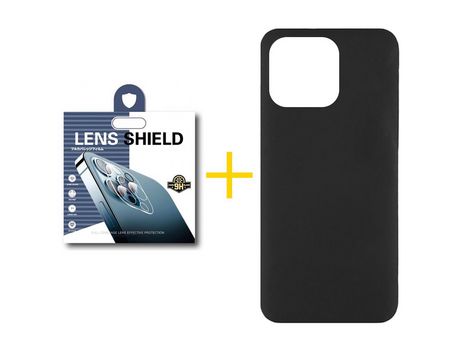 Juego 1 X Película de Cámara trasera + Funda skyhe por Apple iPhone 14 Pro Max Silicona Líquida Negro
