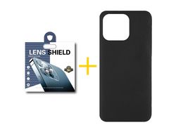 Juego 1 X Película de Cámara trasera + Funda skyhe por Apple iPhone 14 Pro Silicona Líquida Negro